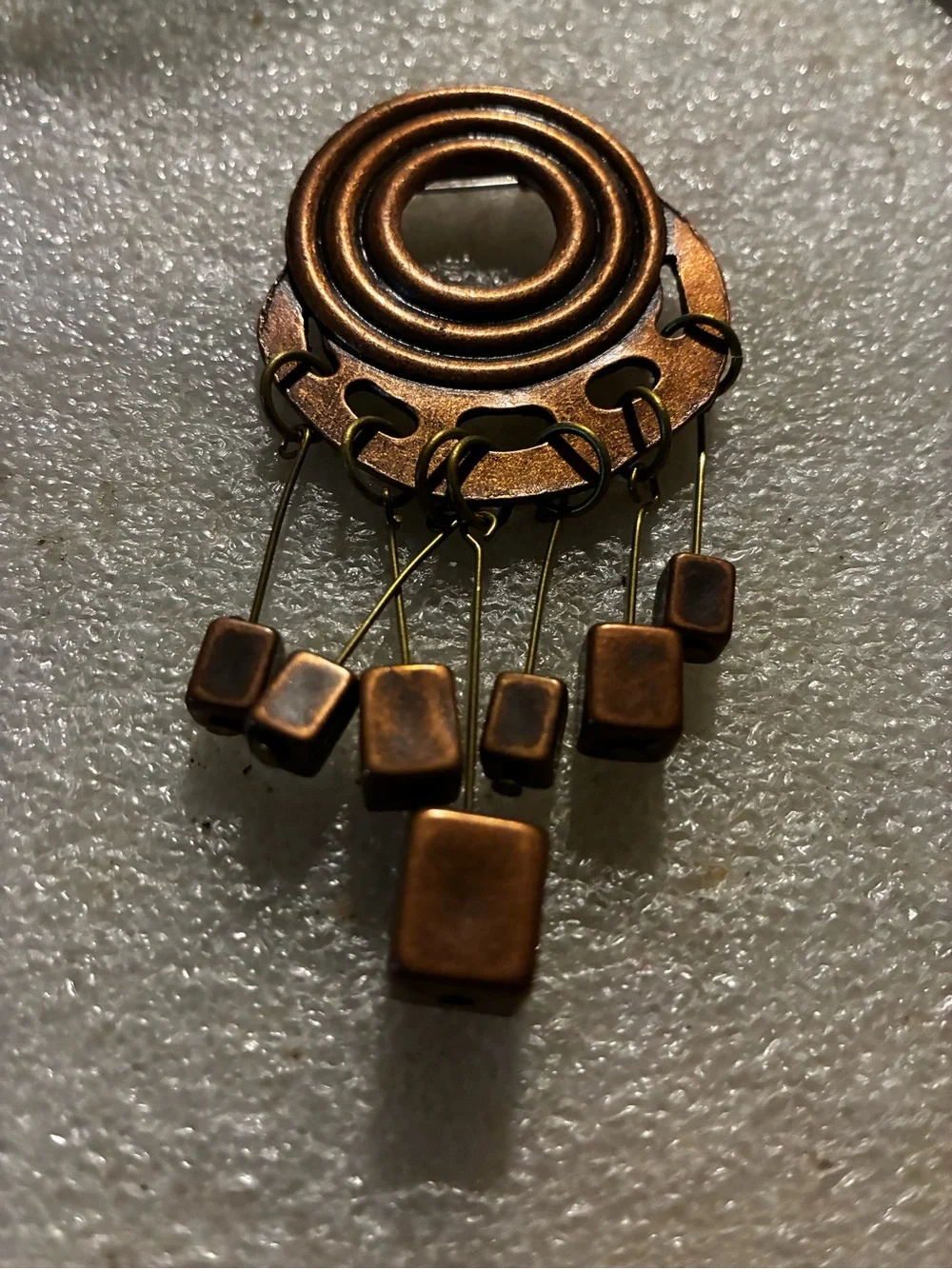 Copper Dangle brooch